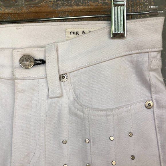 Rag & Bone Studded Skinny Jeans White Sz 25 - Picture 5 of 15